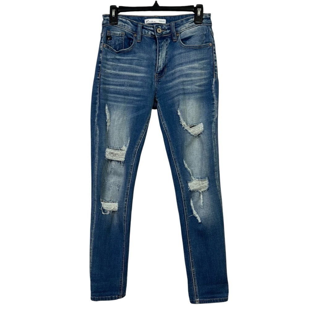 KanCan Jr Women’s Blue Jeans Sz 3/25 Medium Wash Distress/Ripped/Torn Stretch